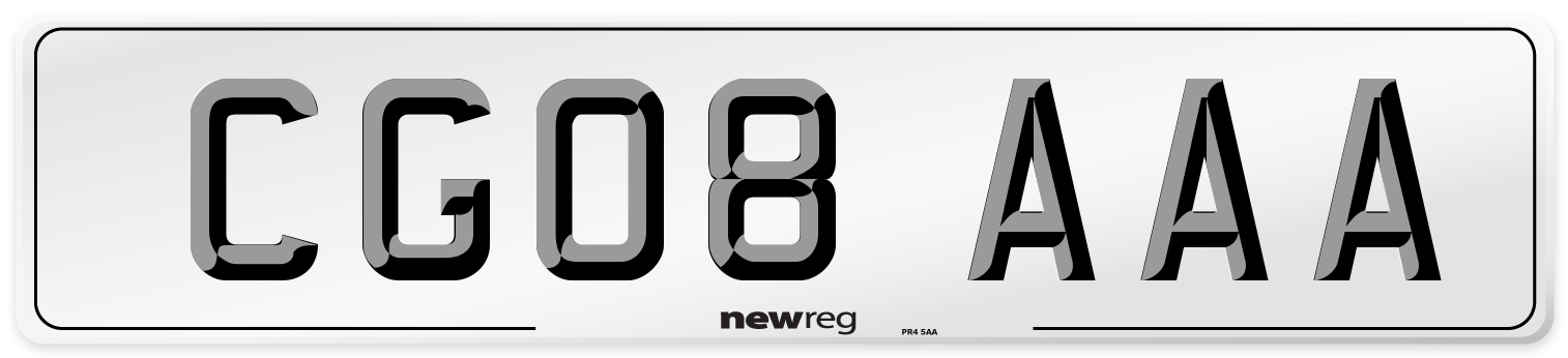 CG08 AAA Number Plate from New Reg